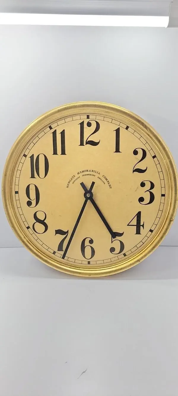 Newgate Memorabilia Wall Clock Distressed Gold Vintage Farmhouse England...